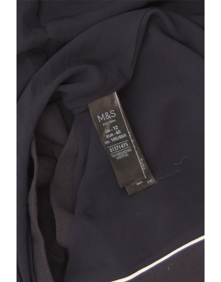 Marks & Spencer Womens Blazer Jacket UK 12 Medium Navy Blue Polyester