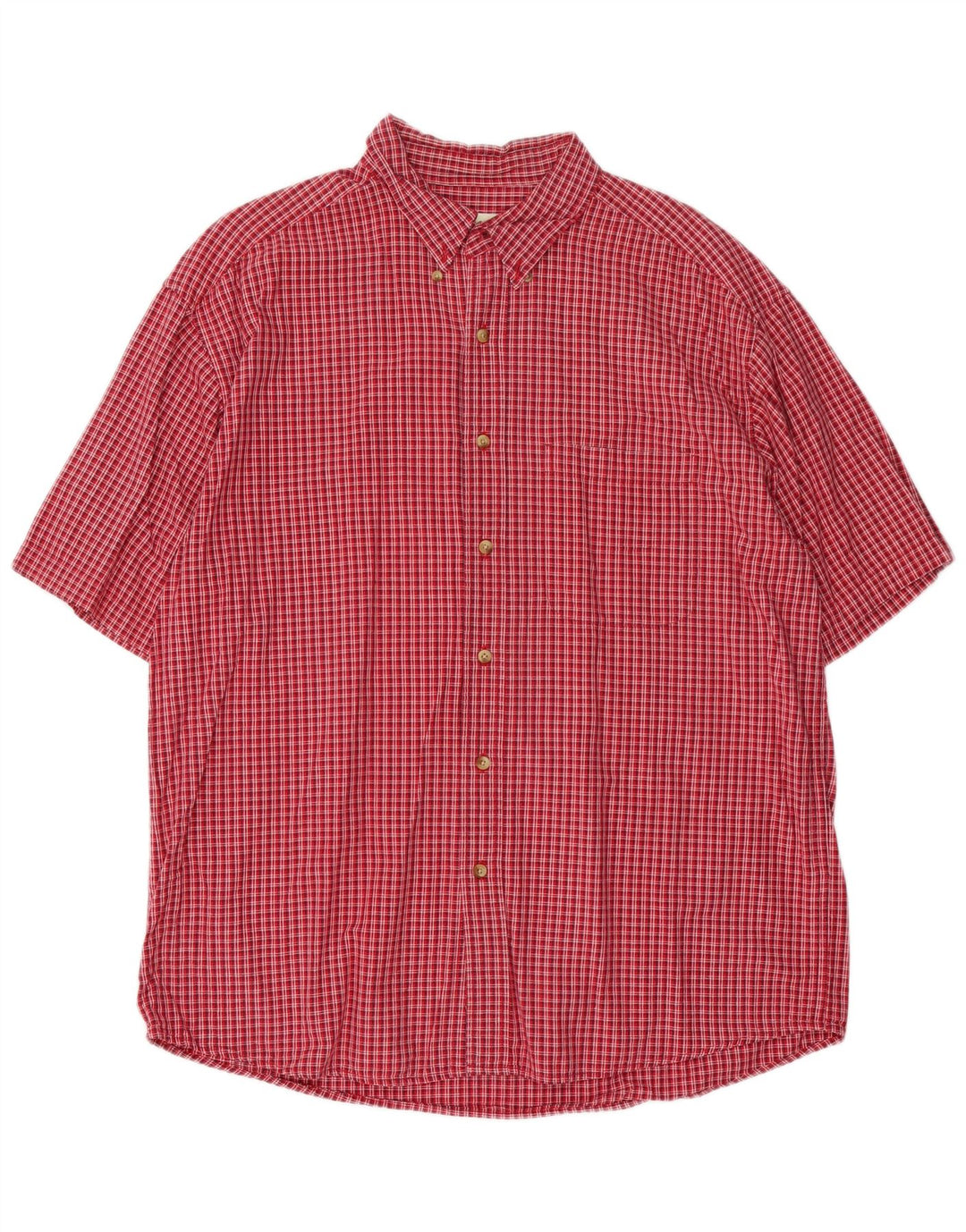 EDDIE BAUER Mens Short Sleeve Shirt Large Red Gingham Cotton