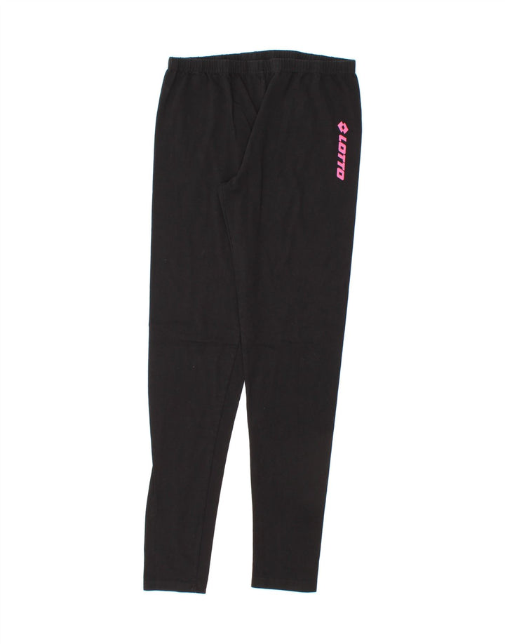 LOTTO Womens Graphic Leggings UK 12 Medium Black Cotton Vintage Lotto and Second-Hand Lotto from Messina Hembry 