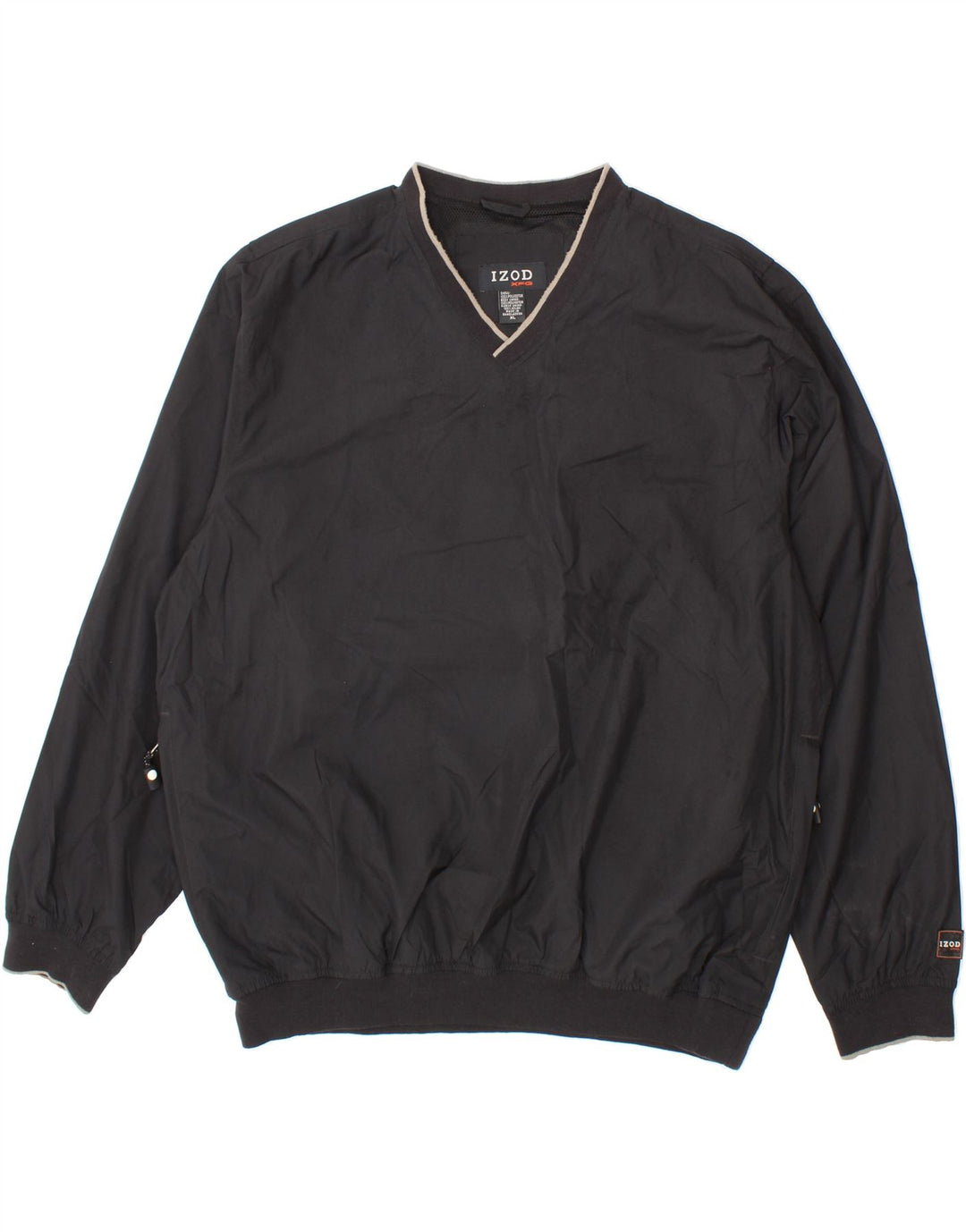 IZOD Mens Pullover Tracksuit Top Jacket XL Black Polyester Vintage Izod and Second-Hand Izod from Messina Hembry 