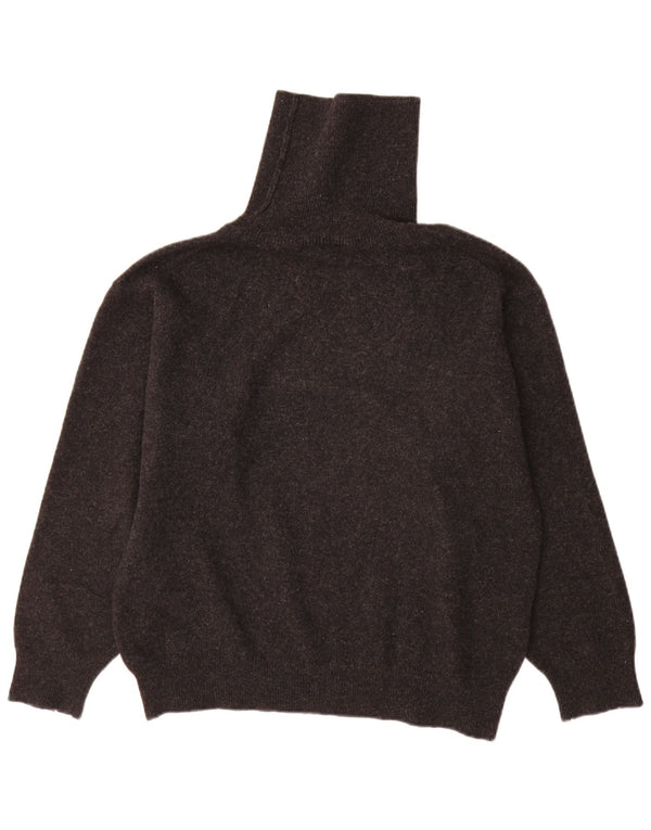 QUILL'S WOOLEN MARKET Mens Roll Neck Jumper Sweater Large Grey Lambswool