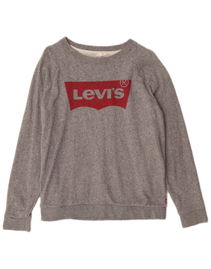 Levi's Womens Graphic Sweatshirt Jumper UK 14 Medium Grey Cotton