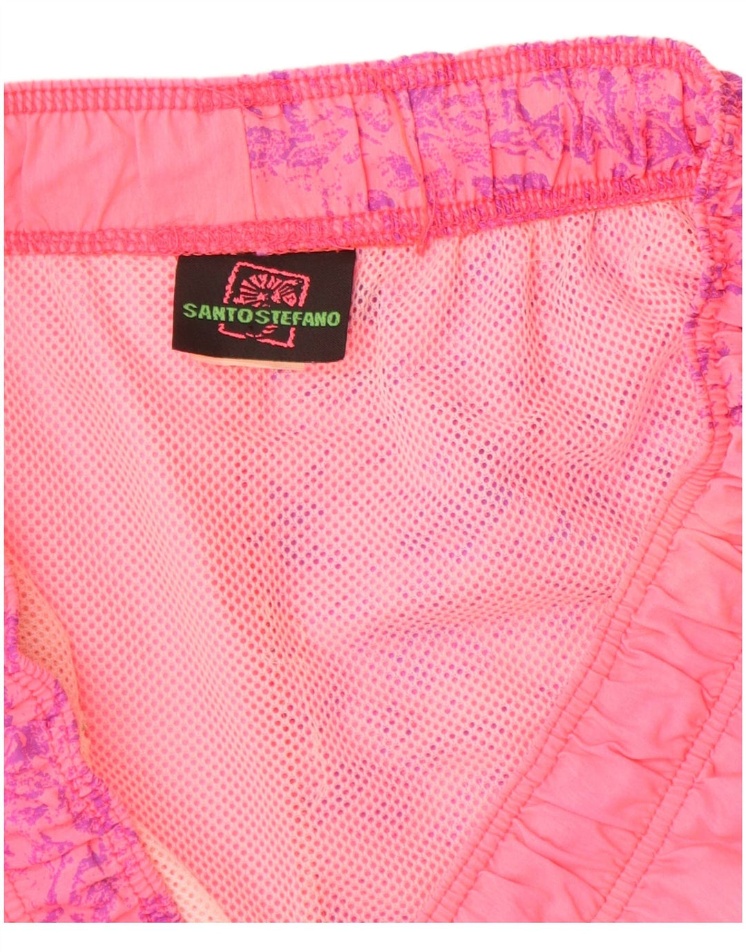 SANTOSTEFANO Mens Graphic Swimming Shorts IT 52 Large  Pink Colourblock