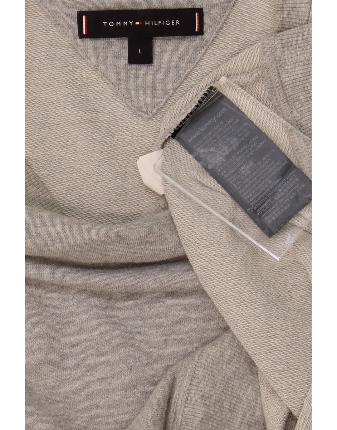 TOMMY HILFIGER Mens Graphic Sweatshirt Jumper Large Grey Colourblock