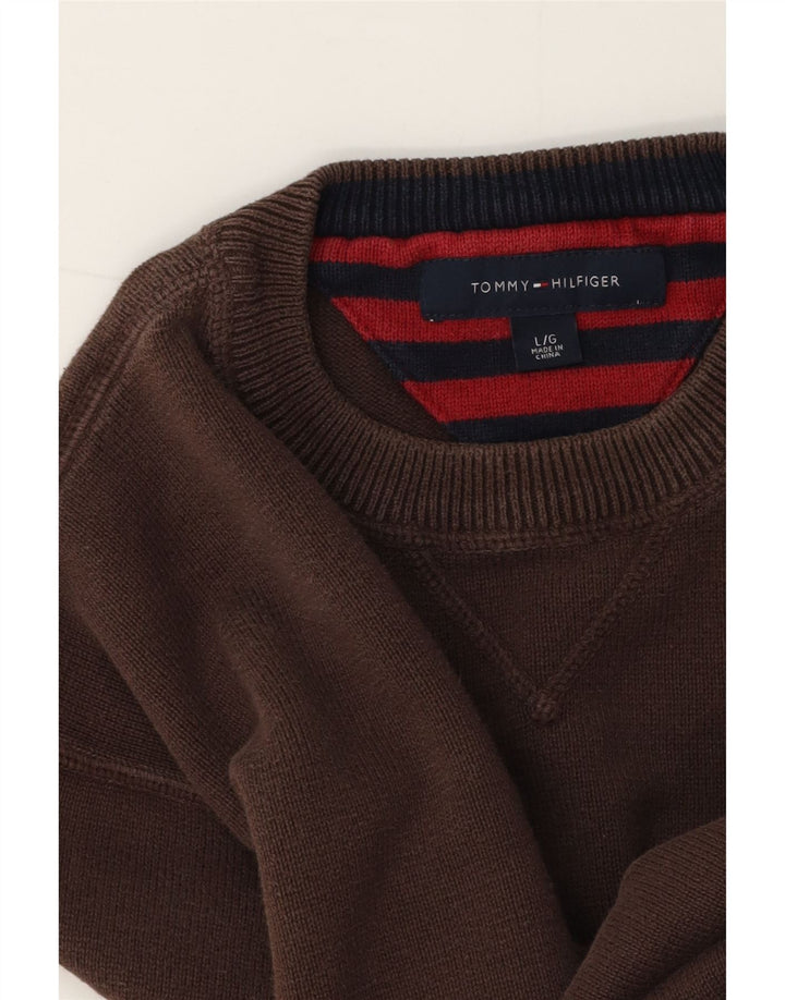 Tommy Hilfiger Mens Crew Neck Jumper Sweater Large Brown