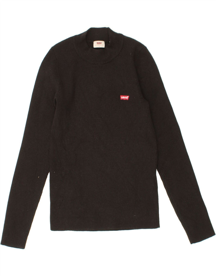 LEVI'S Womens Turtle Neck Jumper Sweater UK 8 Small Black Acrylic Vintage Levi's and Second-Hand Levi's from Messina Hembry 