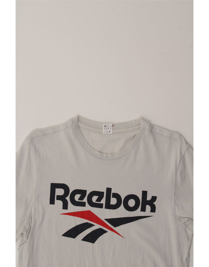 REEBOK Mens Graphic T-Shirt Top Small Off White Cotton Vintage Reebok and Second-Hand Reebok from Messina Hembry 