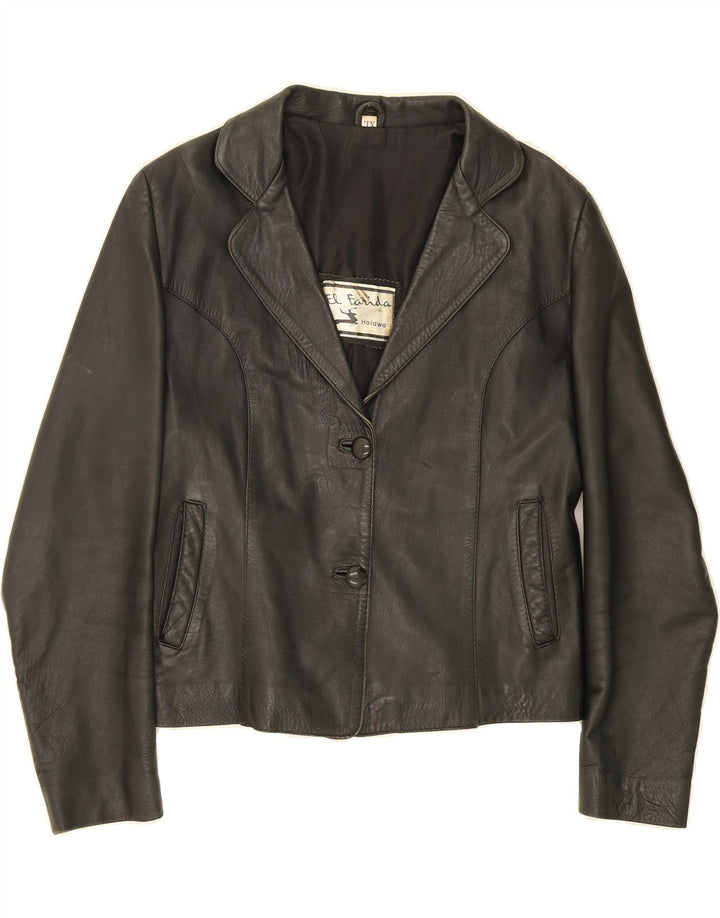 VINTAGE Womens Leather Jacket UK 18 XL Black Leather Vintage Vintage and Second-Hand Vintage from Messina Hembry 