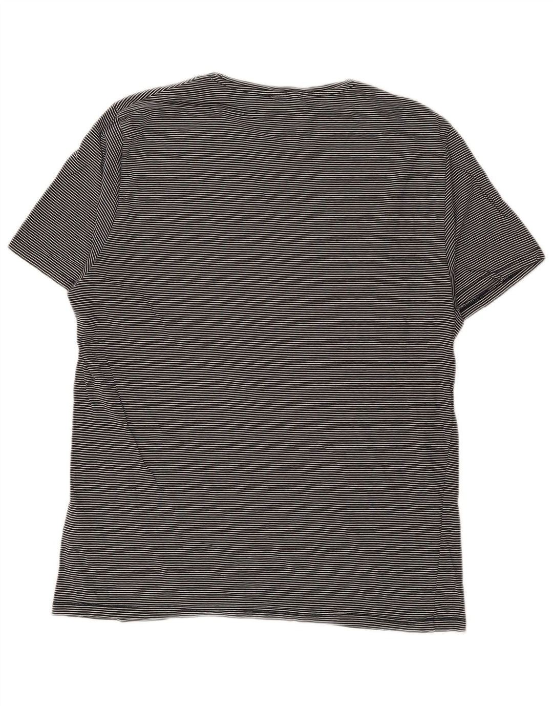 REISS Womens T-Shirt Top UK 16 Large Navy Blue Pinstripe Cotton