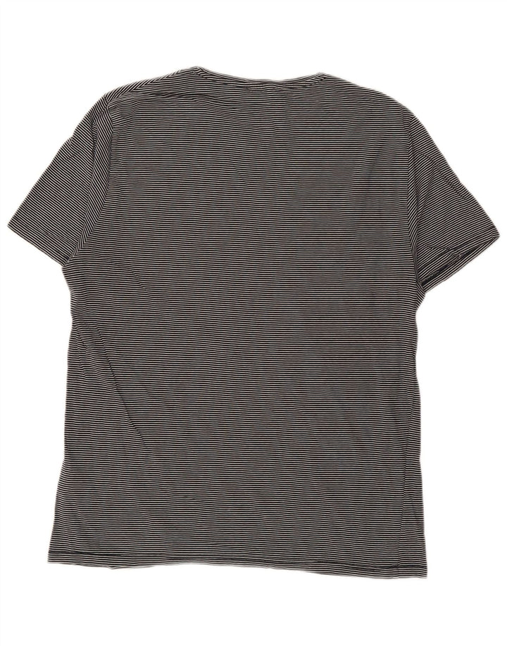 REISS Womens T-Shirt Top UK 16 Large Navy Blue Pinstripe Cotton