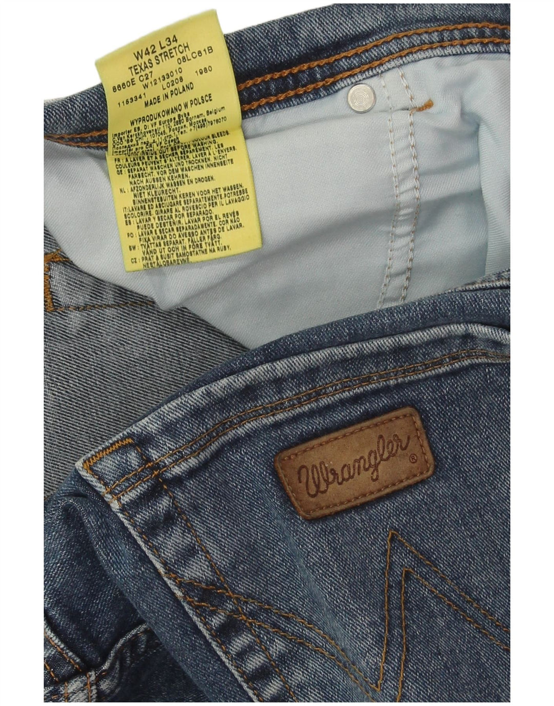 Wrangler Mens Texas Stretch Straight Jeans W42 L34 Blue Cotton