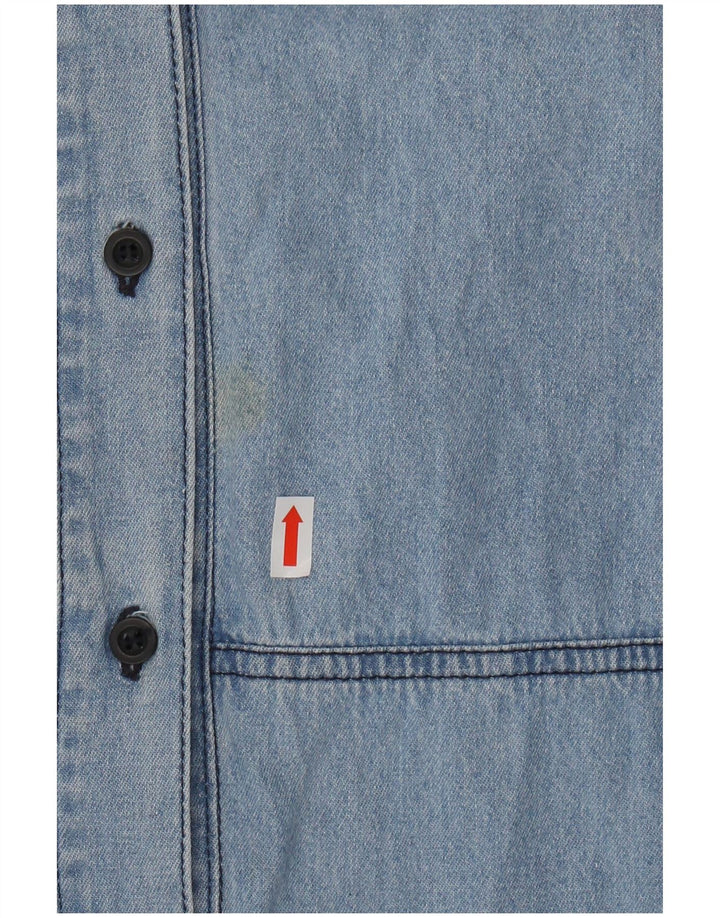 CARRERA Mens Short Sleeve Denim Shirt Size 43/44 XL Blue Cotton