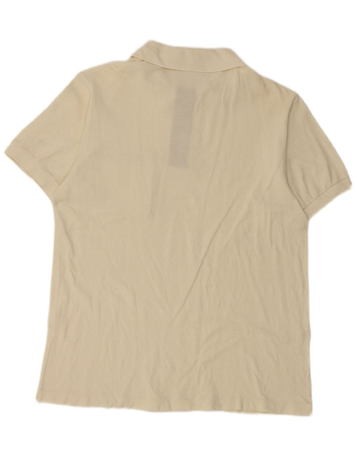LACOSTE Mens Polo Shirt Size 4 Medium Off White Cotton