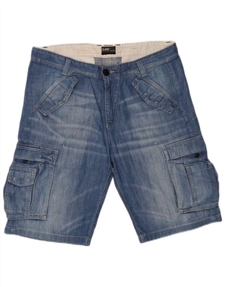 Lee Mens Bermuda Cargo Shorts W34 Large Blue Cotton