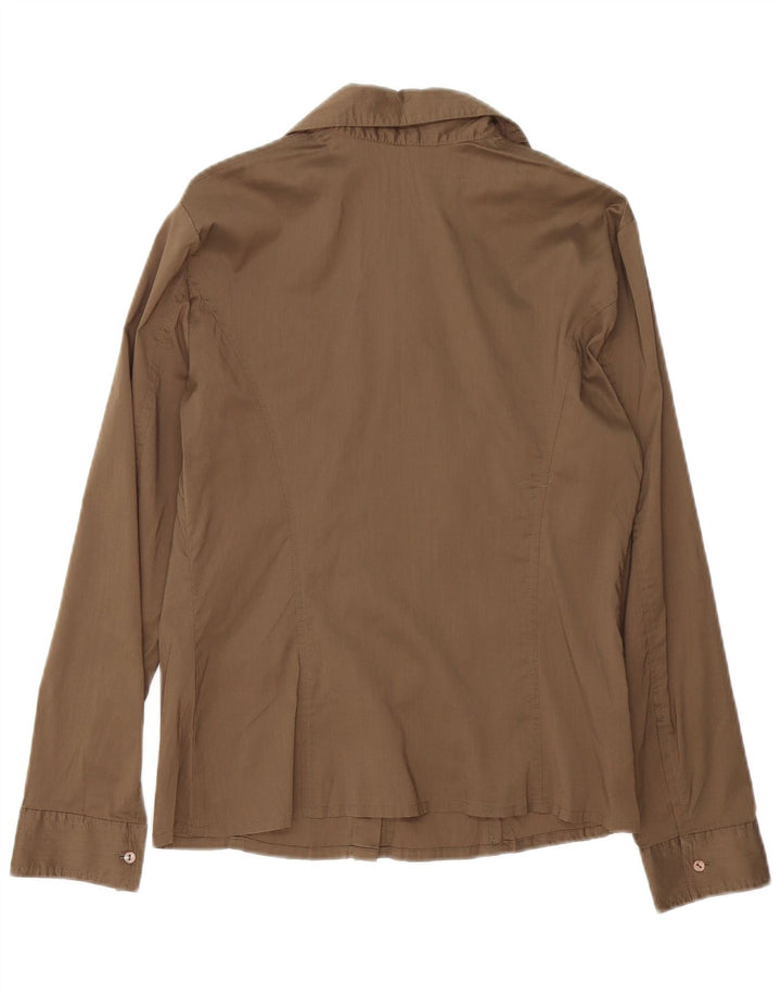 Trussardi Jeans Womens Shirt Large Brown Cotton