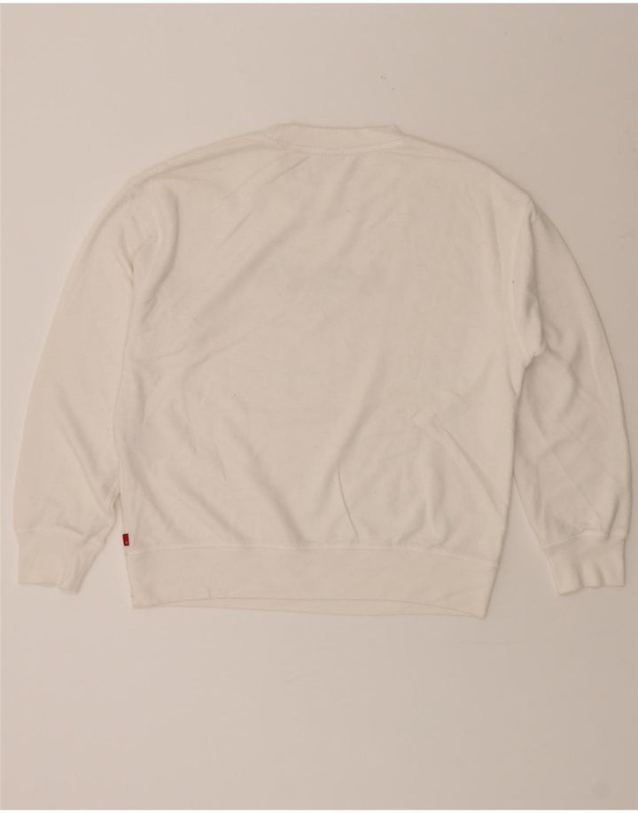 LEVI'S Womens Graphic Sweatshirt Jumper UK 14 Medium White Vintage Levi's and Second-Hand Levi's from Messina Hembry 