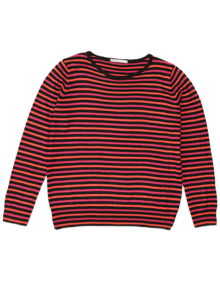MARKS & SPENCER Womens Boat Neck Jumper Sweater UK 14 Large Pink Striped