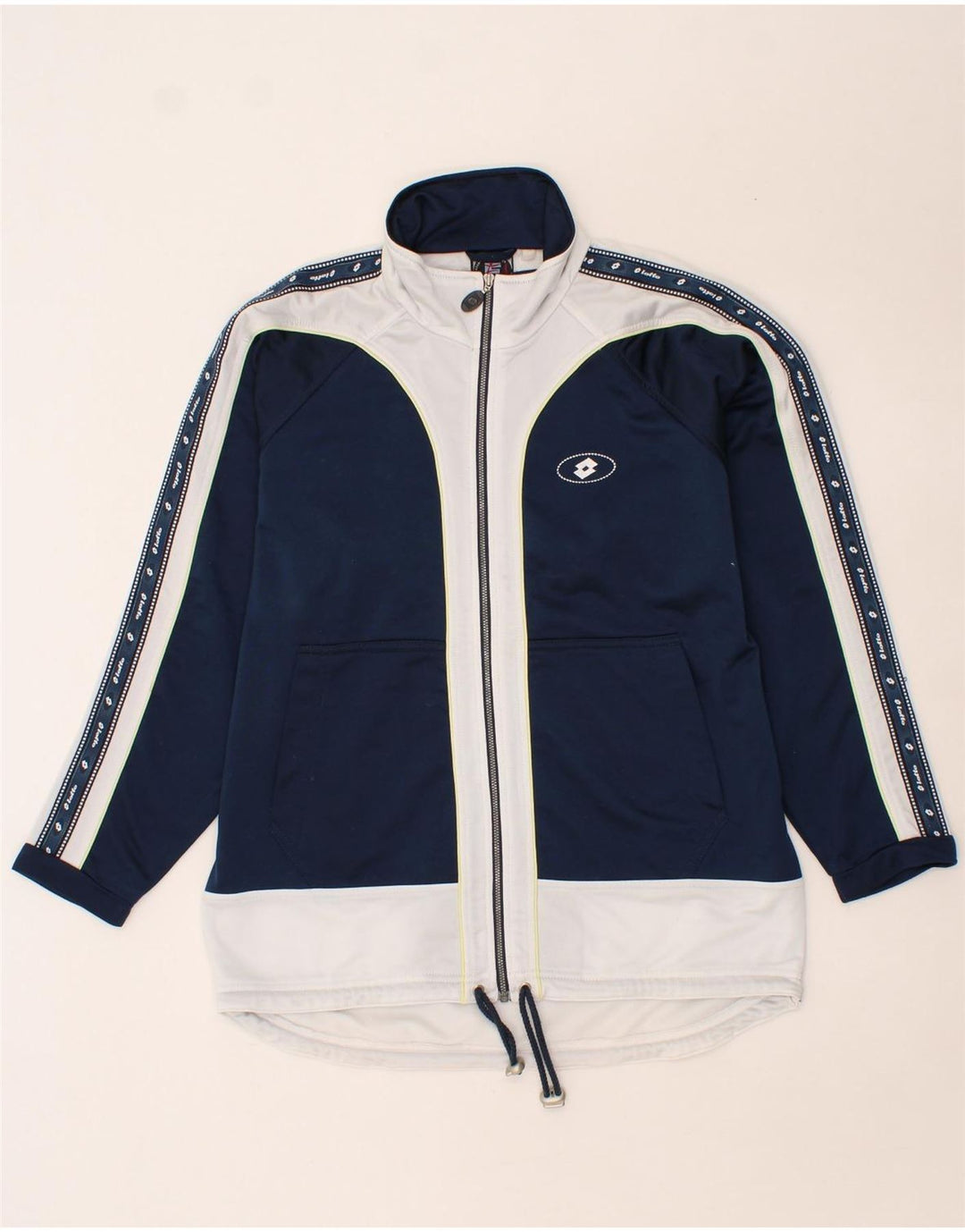 LOTTO Womens Oversized Tracksuit Top Jacket UK 12 Medium Navy Blue Vintage Lotto and Second-Hand Lotto from Messina Hembry 