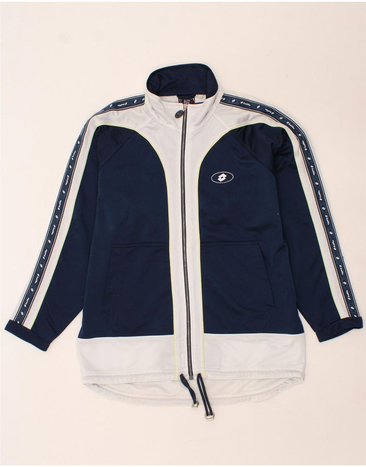 LOTTO Womens Oversized Tracksuit Top Jacket UK 12 Medium Navy Blue Vintage Lotto and Second-Hand Lotto from Messina Hembry 
