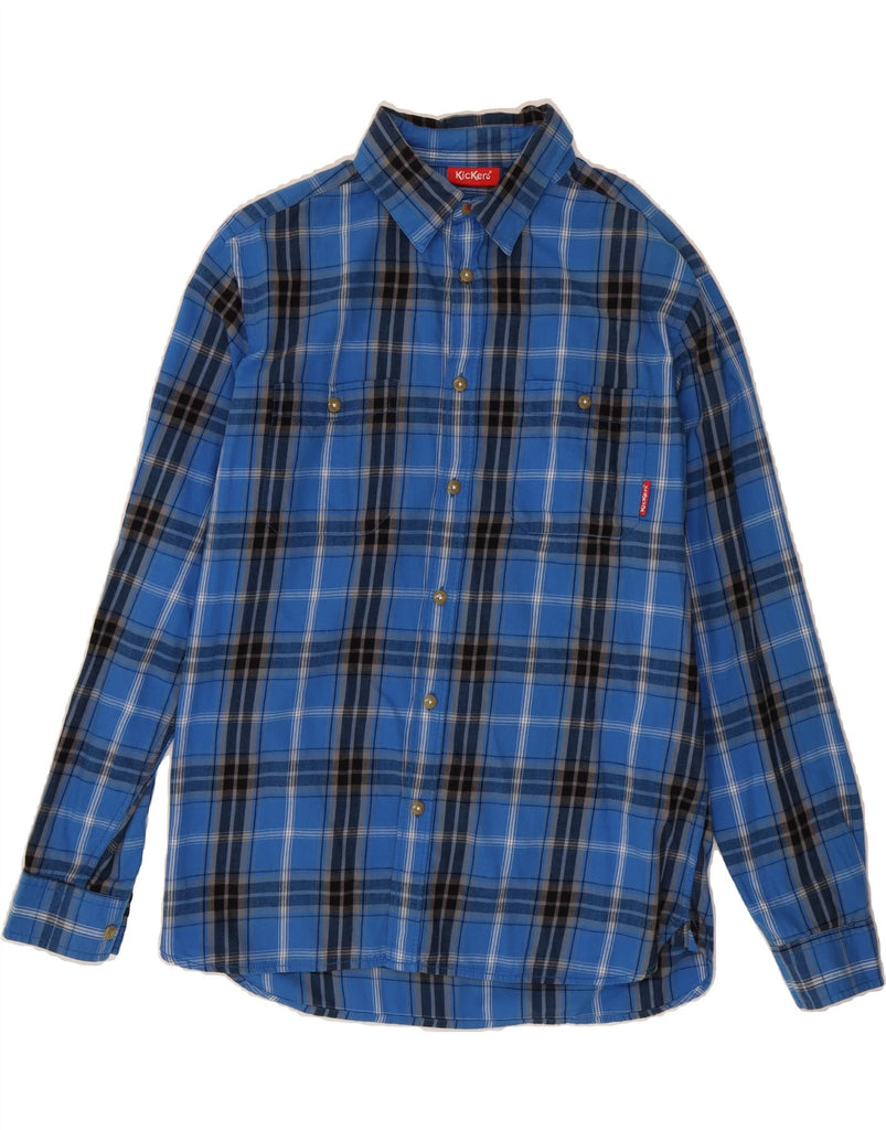KICKERS Mens Flannel Shirt Medium Blue Check Cotton Vintage Kickers and Second-Hand Kickers from Messina Hembry 