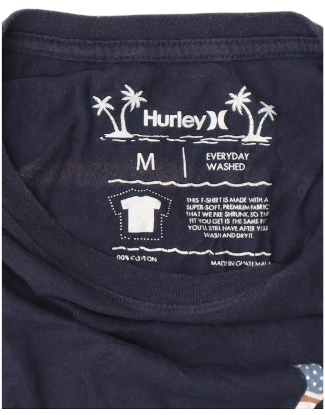 HURLEY Mens Graphic T-Shirt Top Medium Navy Blue Cotton