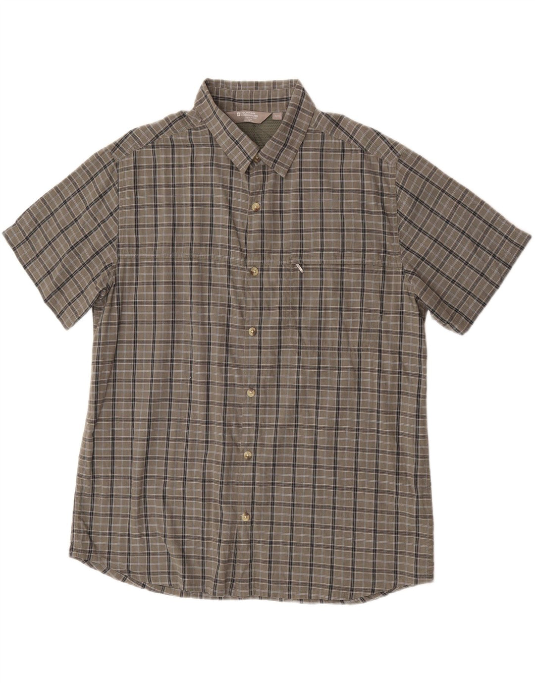 Mountain Warehouse Mens Short Sleeve Shirt XL Grey Check Cotton