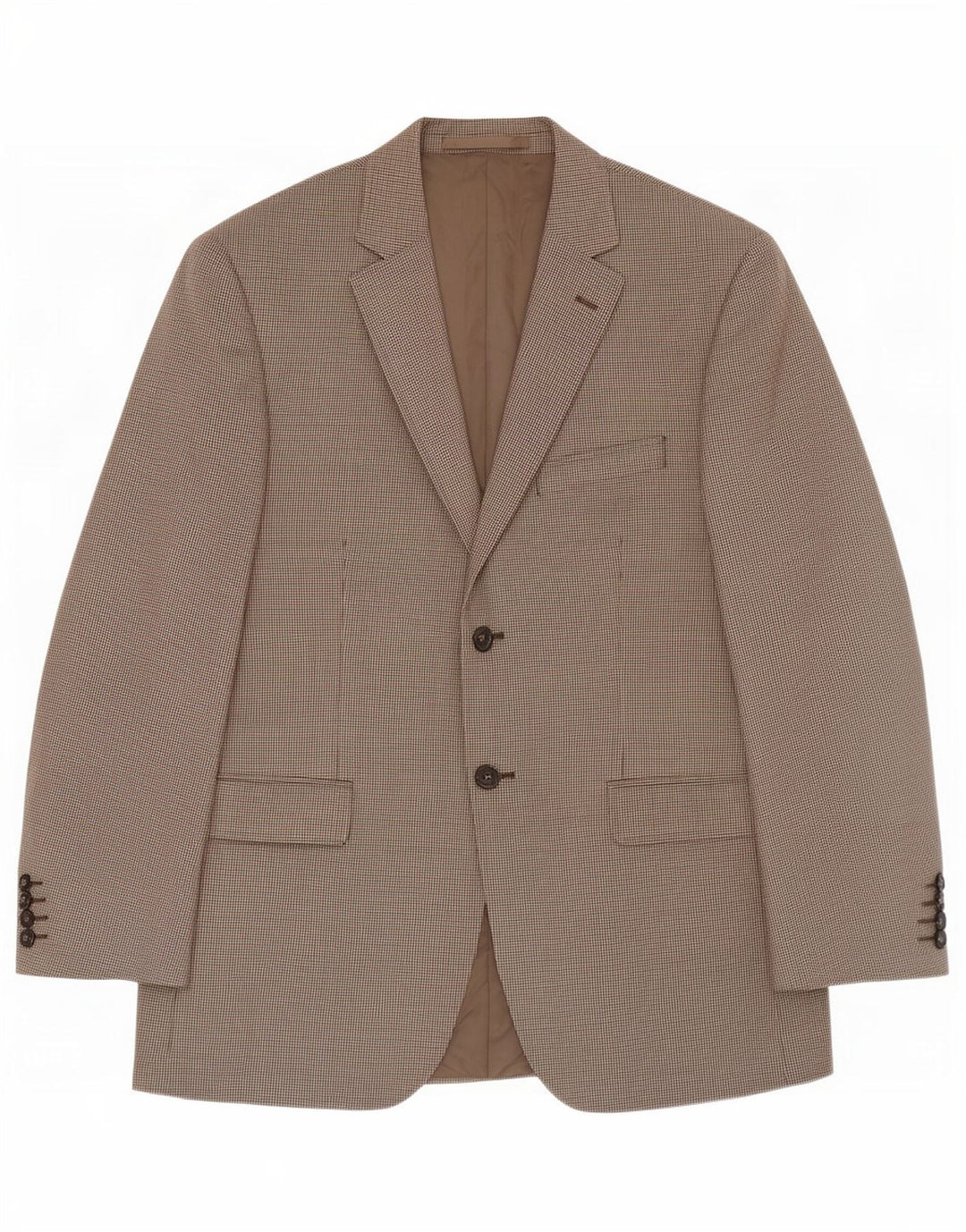 Marks & Spencer Mens 2 Button Blazer Jacket UK 38 Medium Beige Houndstooth