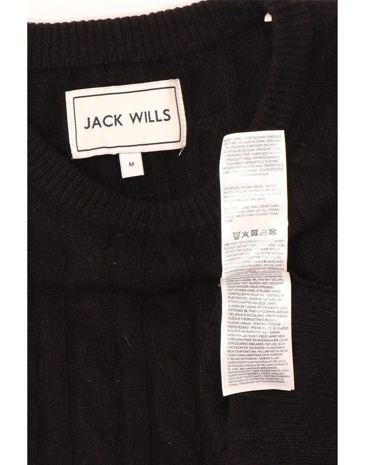 Jack Wills Mens Boat Neck Jumper Sweater Medium Black Nylon