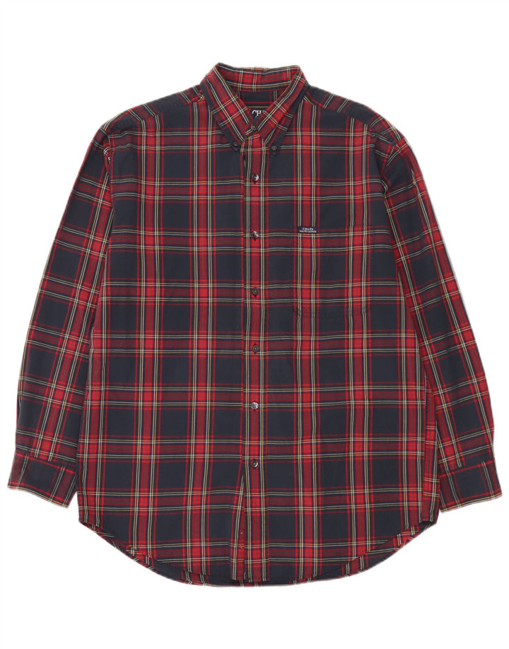 Chaps Ralph Lauren Mens Shirt Medium Navy Blue Check Cotton