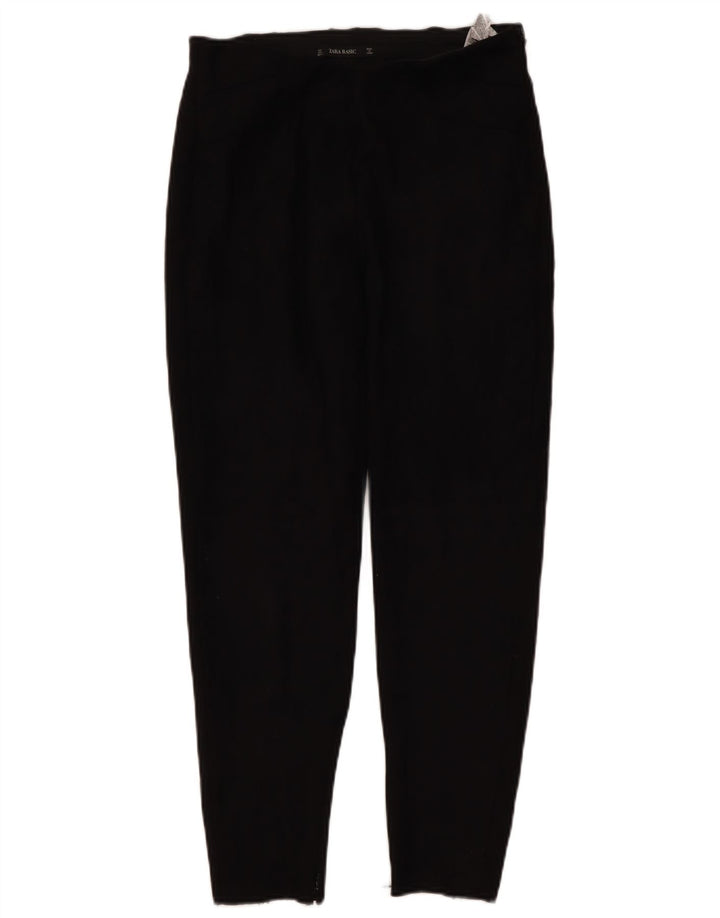 Zara Womens Slim Casual Trousers Large W32 L26 Black Polyester