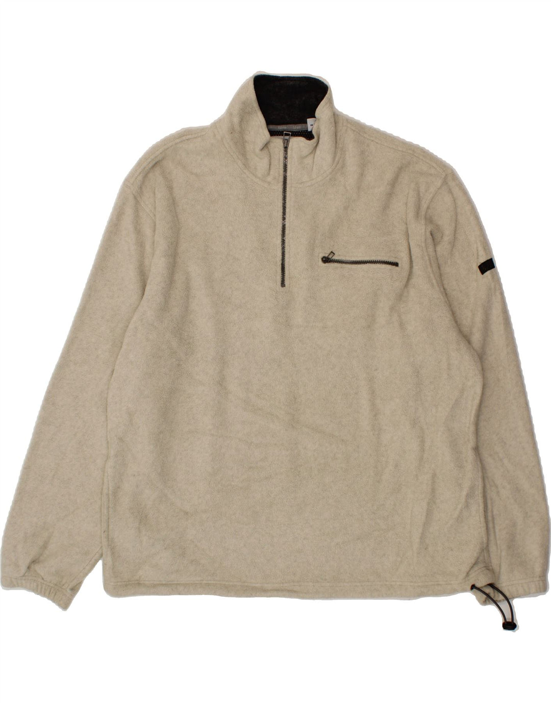 IZOD Mens Zip Neck Fleece Jumper XL Beige Polyester Vintage Izod and Second-Hand Izod from Messina Hembry 