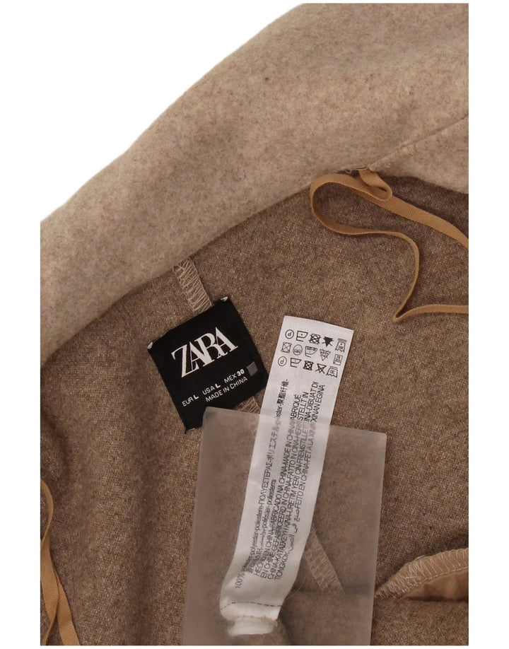 Zara Womens Overcoat UK 16 Large Beige Polyester