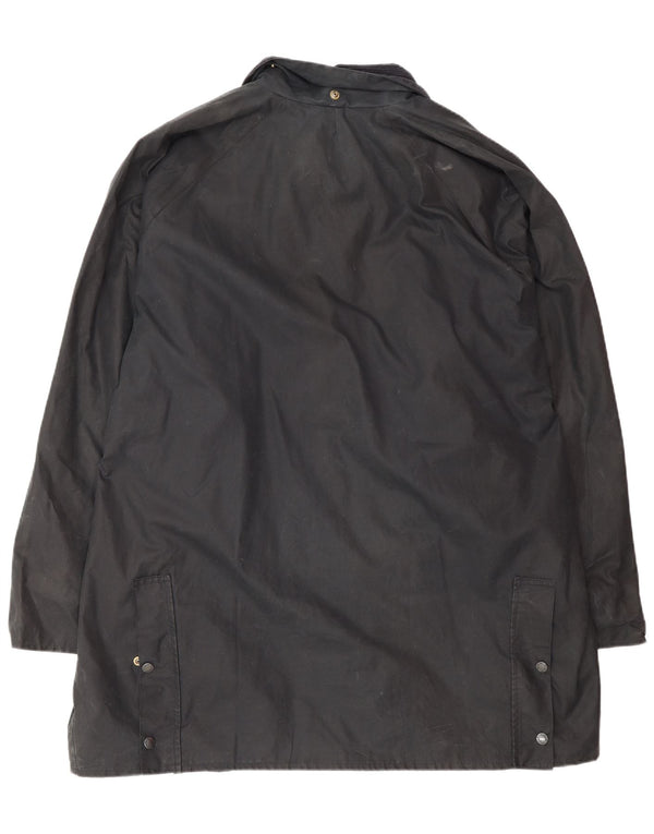 Oxford Blue Mens Loose Fit Waxed Cotton Jacket UK 42 XL Navy Blue Cotton