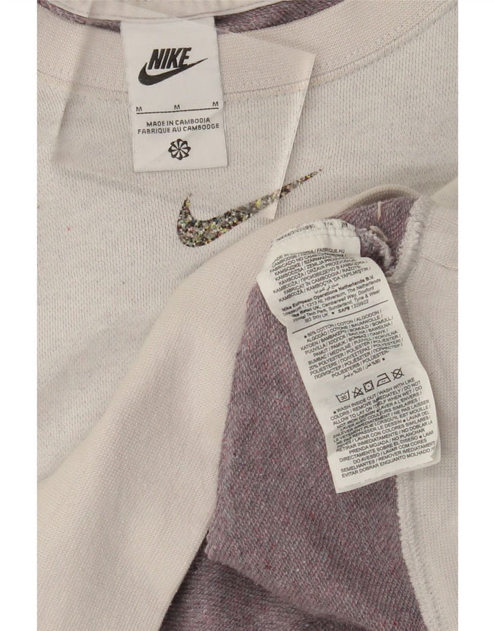 NIKE Womens Crop Oversized Sweatshirt Jumper UK 14 Medium Grey Cotton