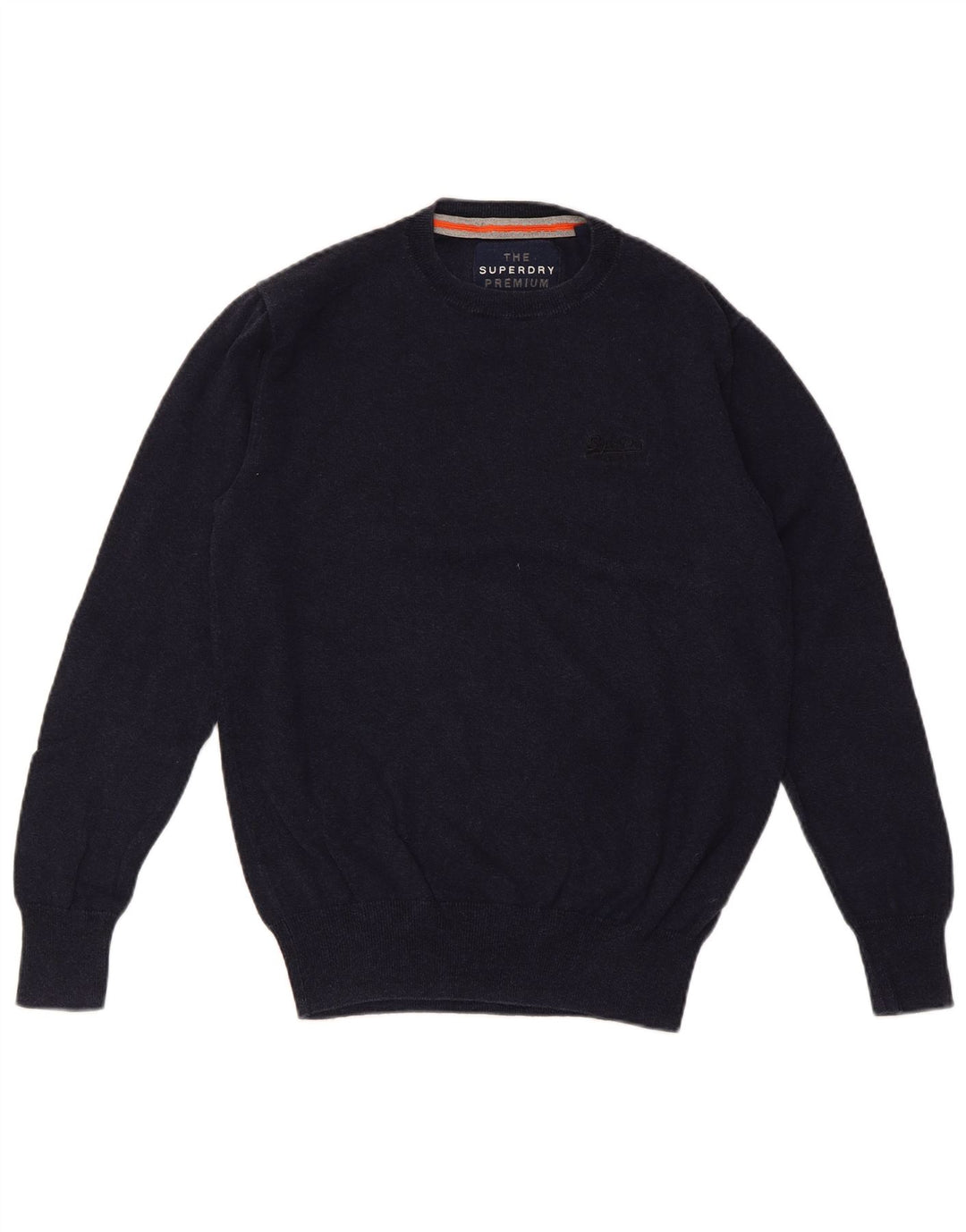 SUPERDRY Mens Crew Neck Jumper Sweater Small Navy Blue Cotton