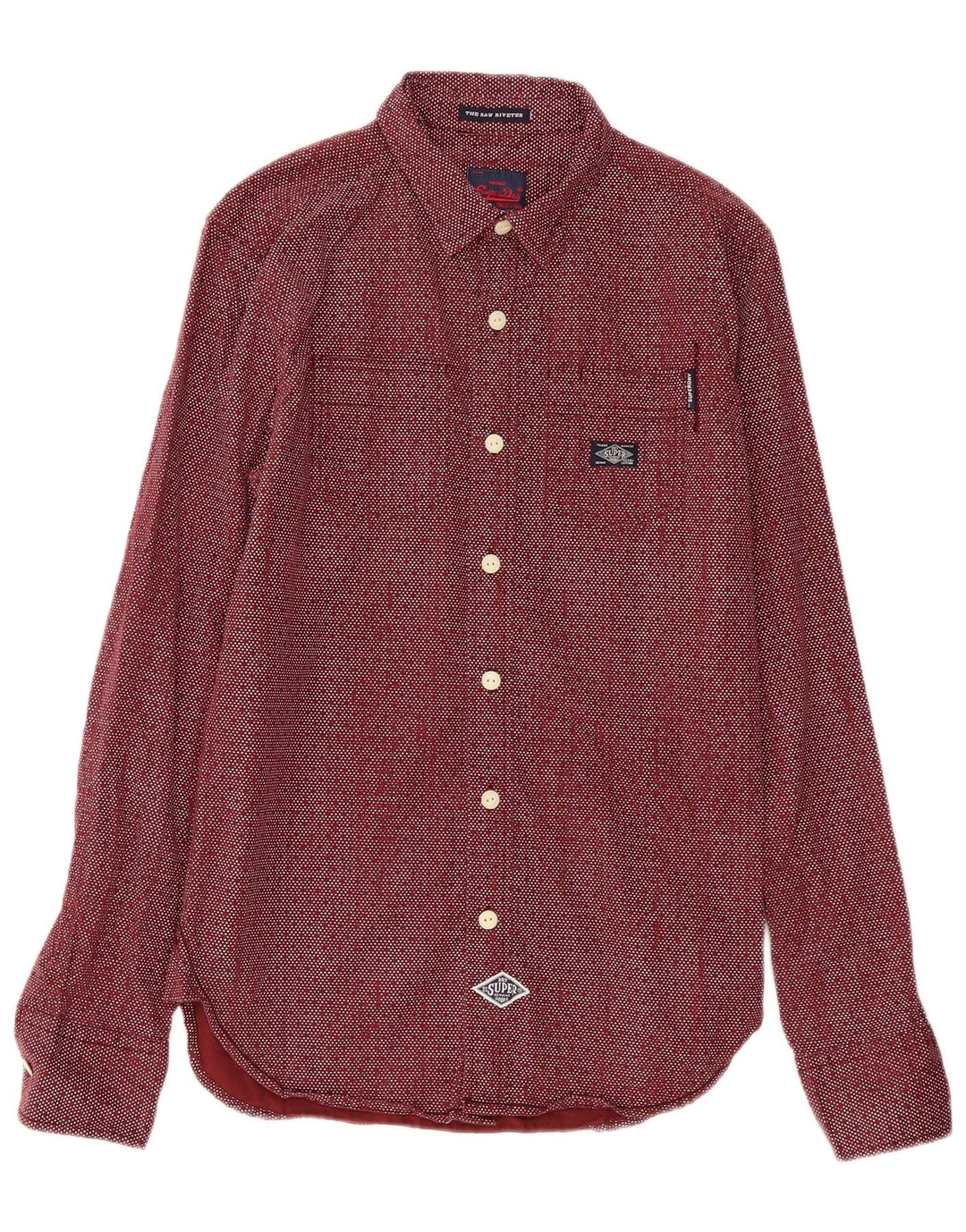 Superdry Mens Shirt Medium Burgundy Spotted Cotton