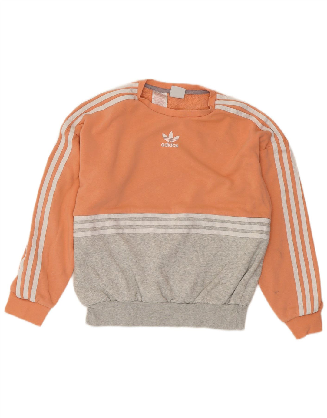 ADIDAS Womens Sweatshirt Jumper UK 12 Medium Orange Colourblock Cotton