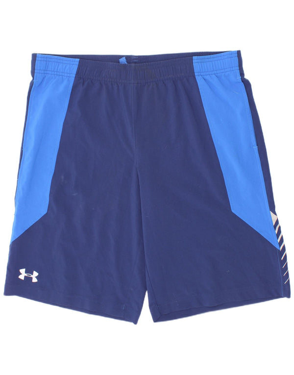 Under Armour Boys Sport Shorts 11-12 Years Large Navy Blue Colourblock