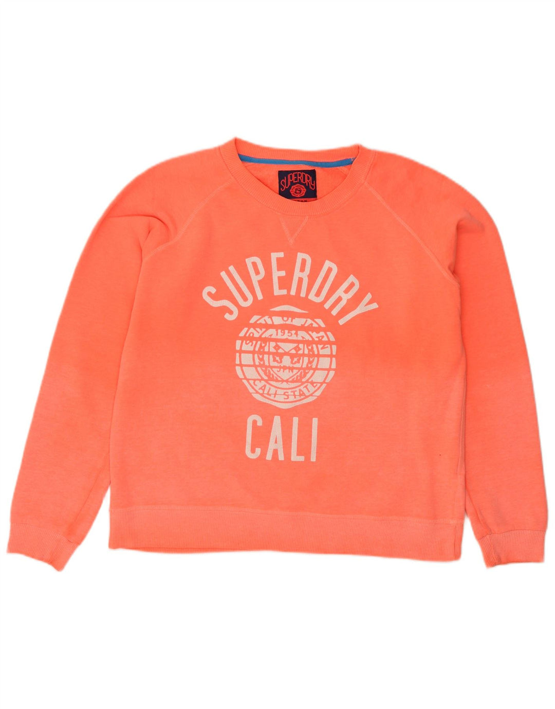 SUPERDRY Womens Graphic Sweatshirt Jumper UK 16 Large Orange