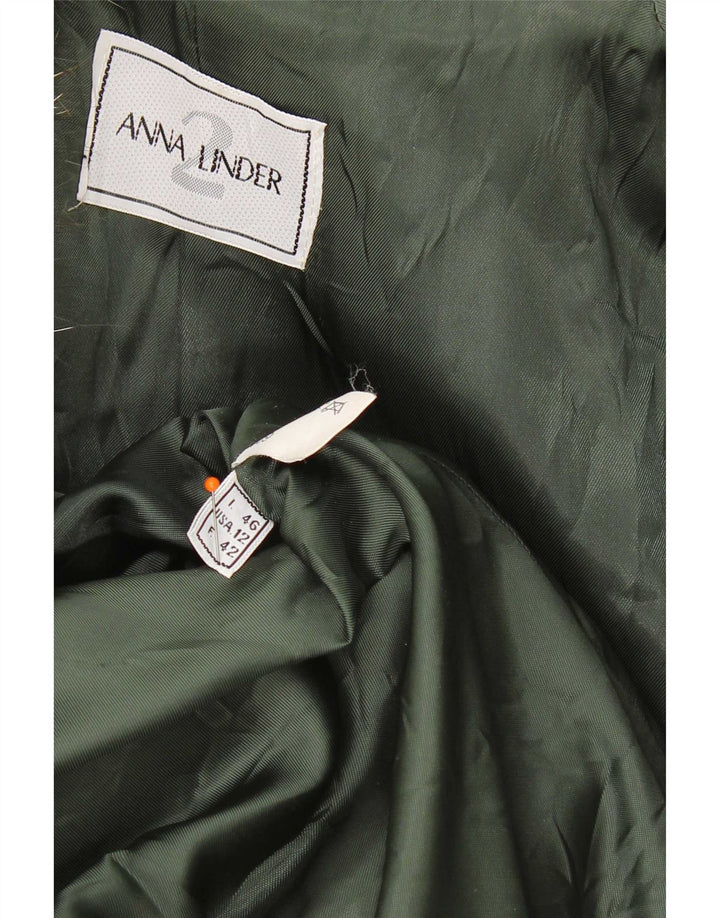 Anna Linder Womens Overcoat IT 46 Large Green Virgin Wool