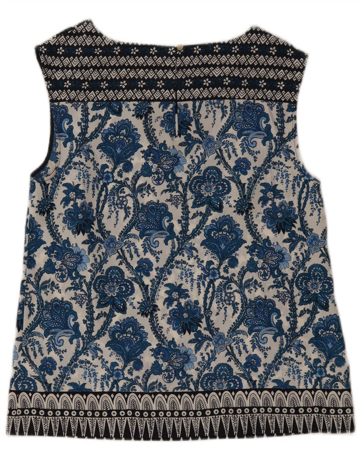 Oasis Womens Sleeveless Blouse Top UK 12 Medium  Blue Floral Polyester