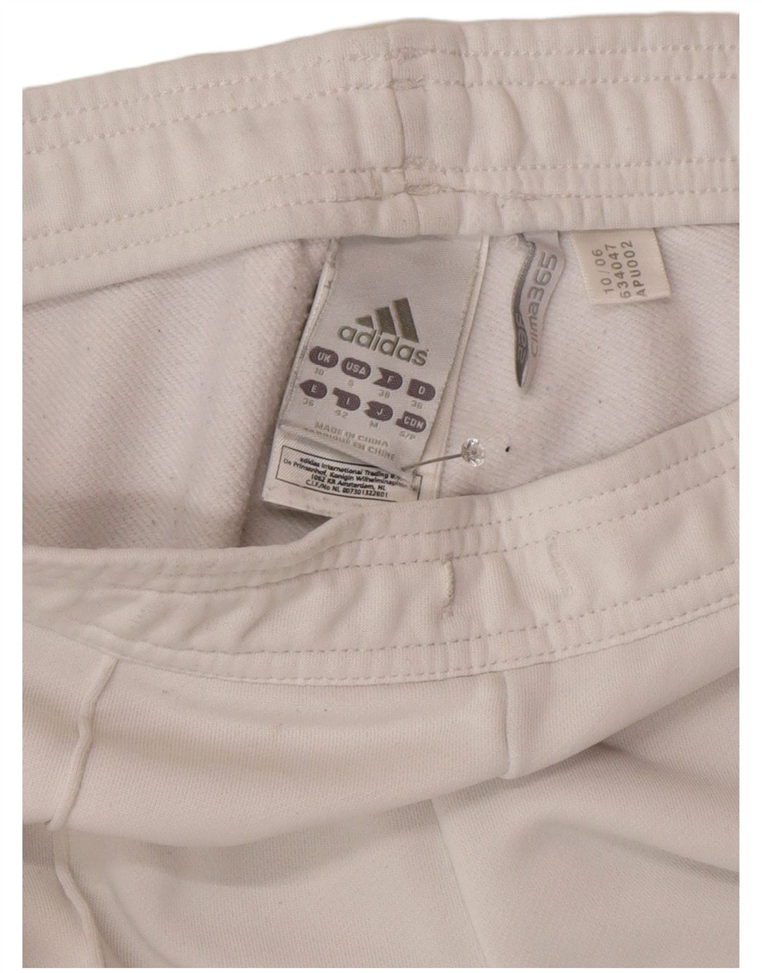 Adidas Womens Tracksuit Trousers UK 10 Small White Polyester