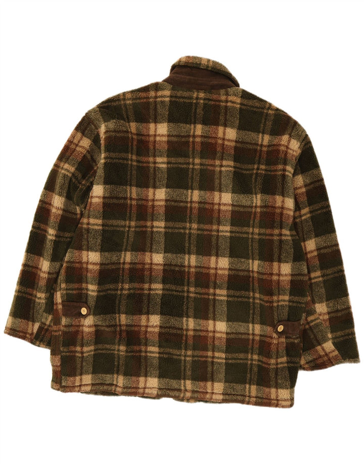 Bailo Mens Fleece Jacket UK 42 XL Green Check Polyester