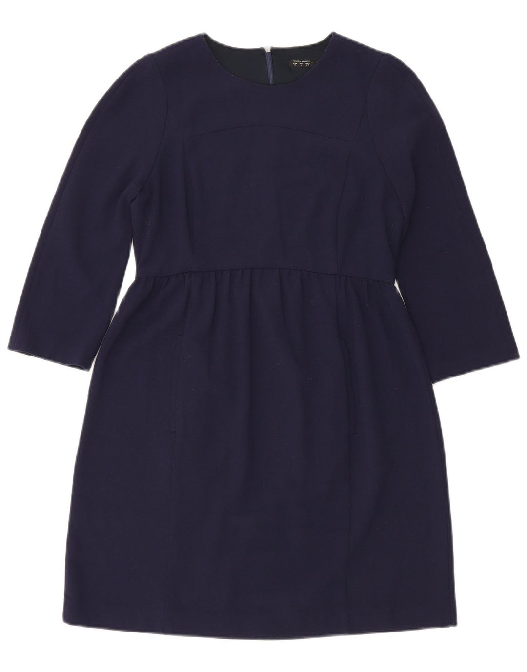 Zara Womens 3/4 Sleeve Basic Dress UK 12 Medium Navy Blue