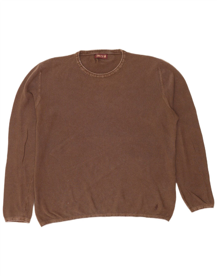 Marlboro Classics Mens Crew Neck Jumper Sweater 2XL Brown Cotton