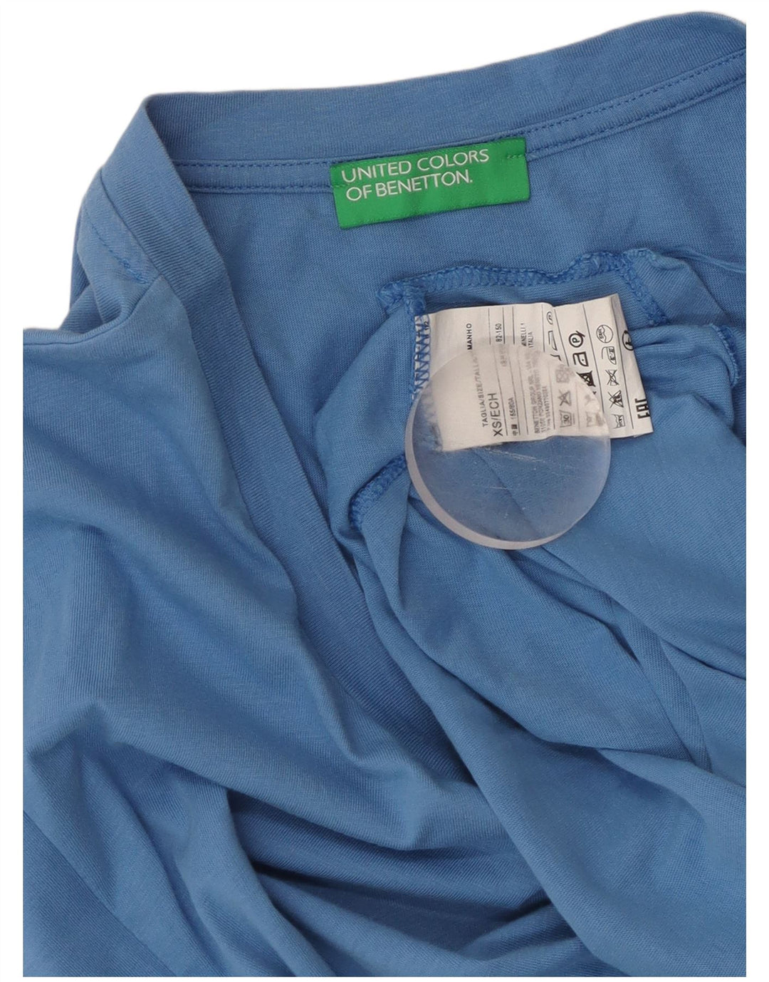 BENETTON Womens Loose Fit T-Shirt Top UK 6 XS Blue Cotton