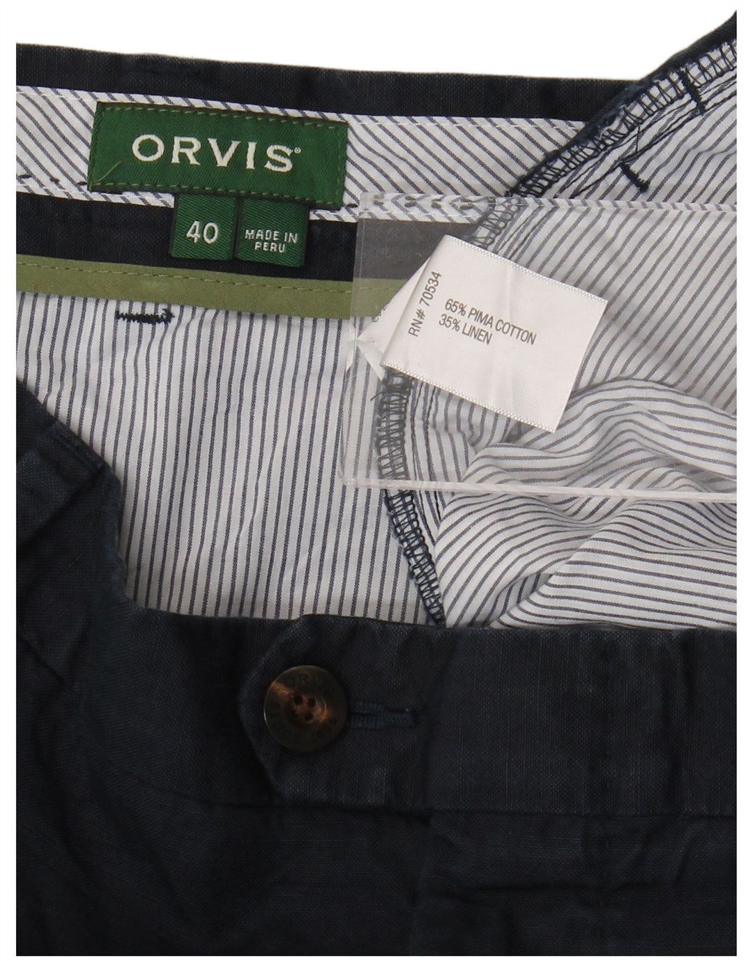 ORVIS Mens Chino Shorts W40 XL Navy Blue Cotton