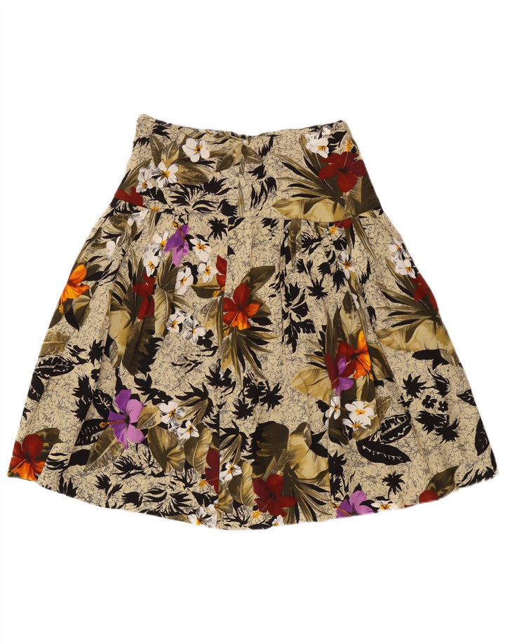 Vintage Womens A-Line Skirt W26 Small Beige Floral