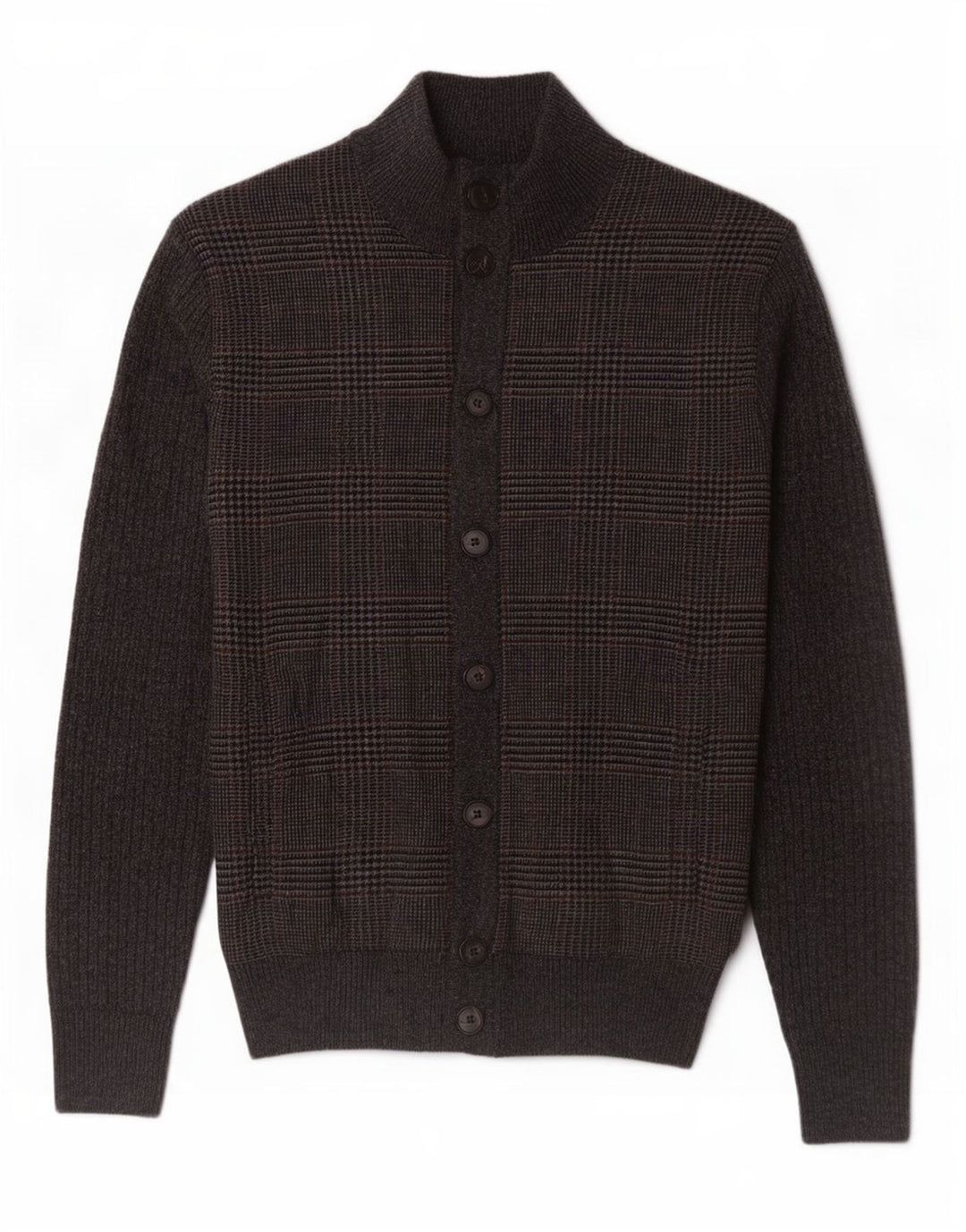 Hackett Mens Cardigan Sweater XS Grey Houndstooth Wool