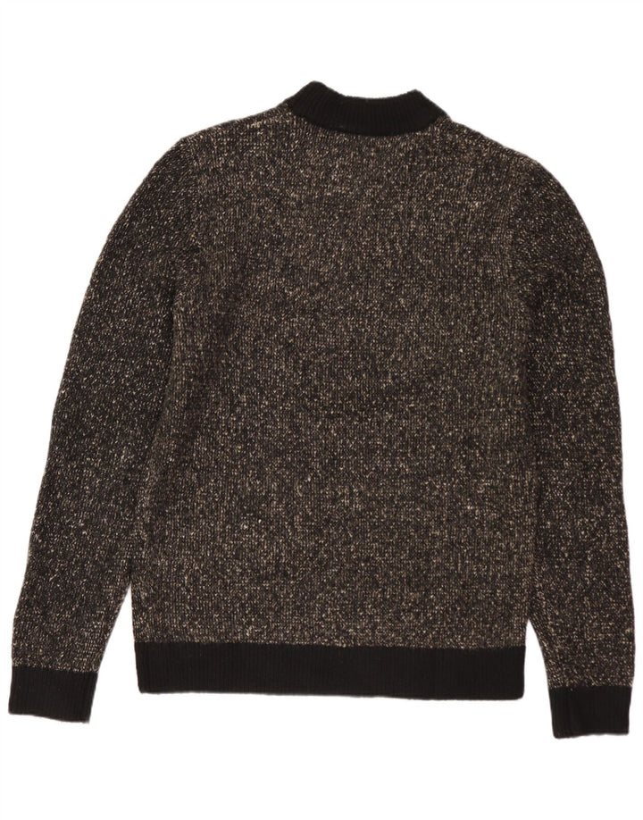 JACK & JONES Mens Crew Neck Jumper Sweater Medium Black Flecked Polyester